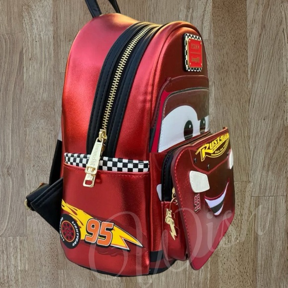 Pixar Cars Lighting McQueen Metallic Disney LoungeFly backpack - limited edition - Picture 4 of 9